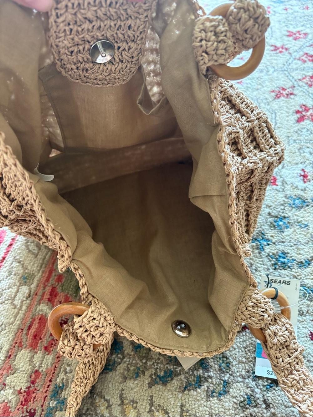 Sears Natural Tan Woven Straw Tote - Picture 2 of 2
